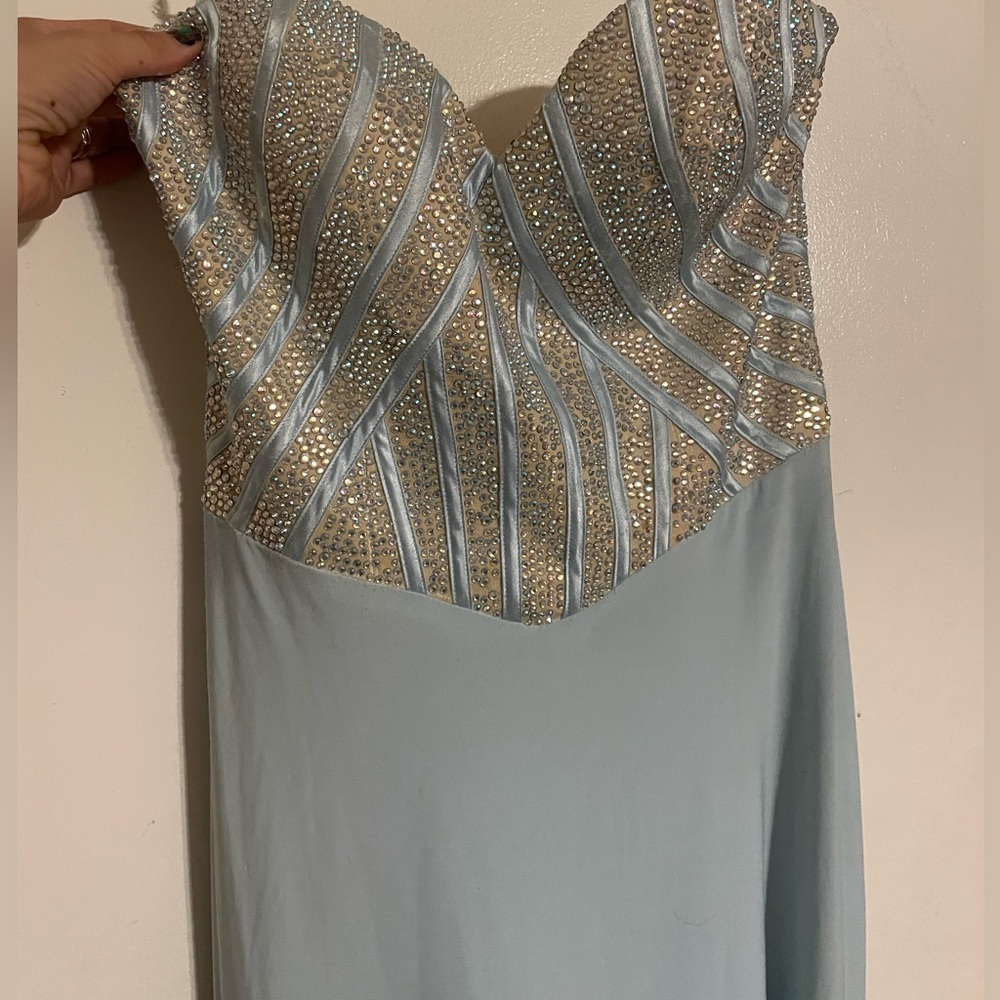 Blue sequin evening gown